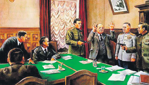 Вот так изображают арест 1-го заместителя Председателя Совета Министров СССР. Хотя, судя по всему, его сразу убили в собственном доме