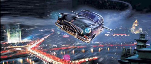 В фантастическом фильме «Черная молния» летающая «Волга ГАЗ 21» оснащена нанокатализатором, превращающим бензин в ракетное топливо. Она гоняет по небу со скоростью 300 км/ч и способна зависать в воздухе